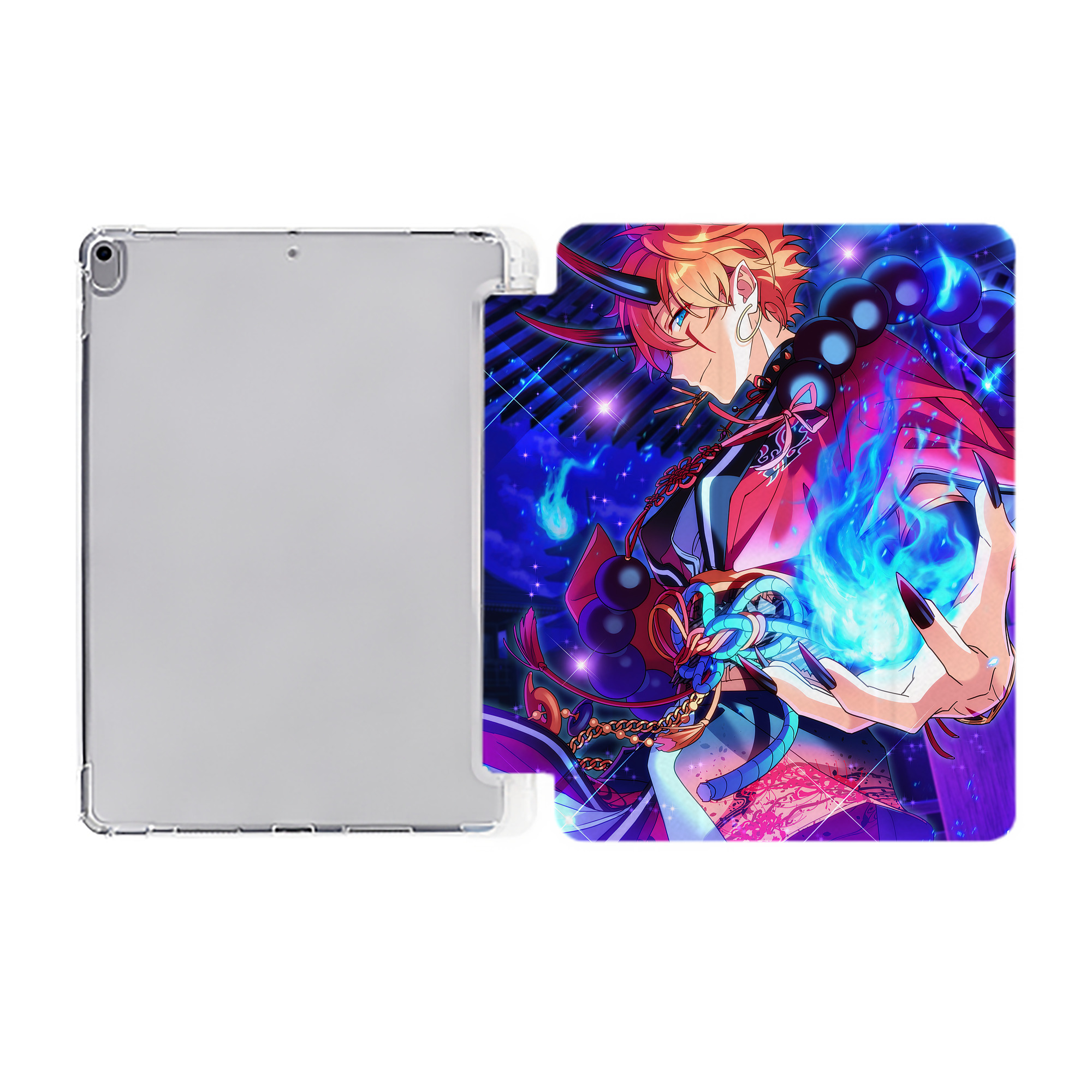 あんさんぶるスターズ! Ensemble Stars IPad ケース ペン収納付き 三つ折りスタンド PUレザー×シリコン 対応機種9.5/10.5/10.9インチ